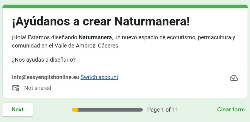 Vista previa de la encuesta de Naturmanera